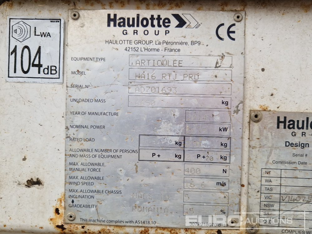 Plataforma articulada 2014 Haulotte HA16RTJ PRO: foto 37