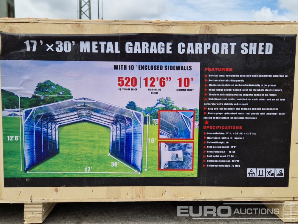 Unused 2025 17'x30' Metal Garage Carport Shed in 2.1x1x0.6m Transport Box - Casa contentor: foto 2 Unused 2025 17'x30' Metal Garage Carport Shed in 2.1x1x0.6m Transport Box - Casa contentor: foto 2