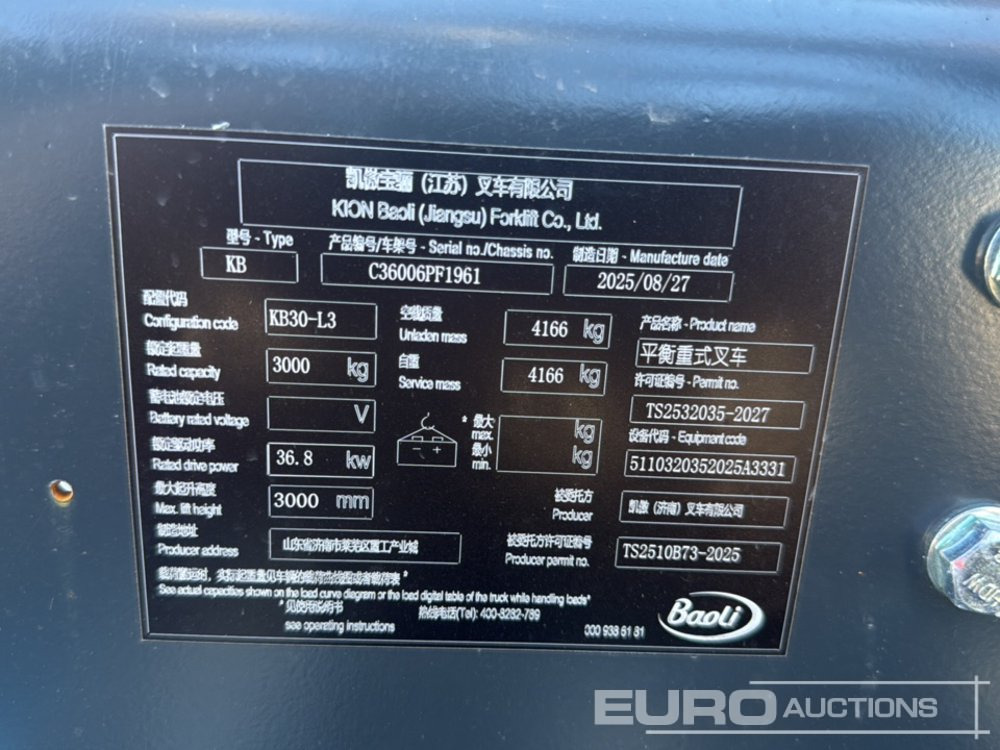 Empilhadeira Unused 2025 Baoli KB30: foto 31