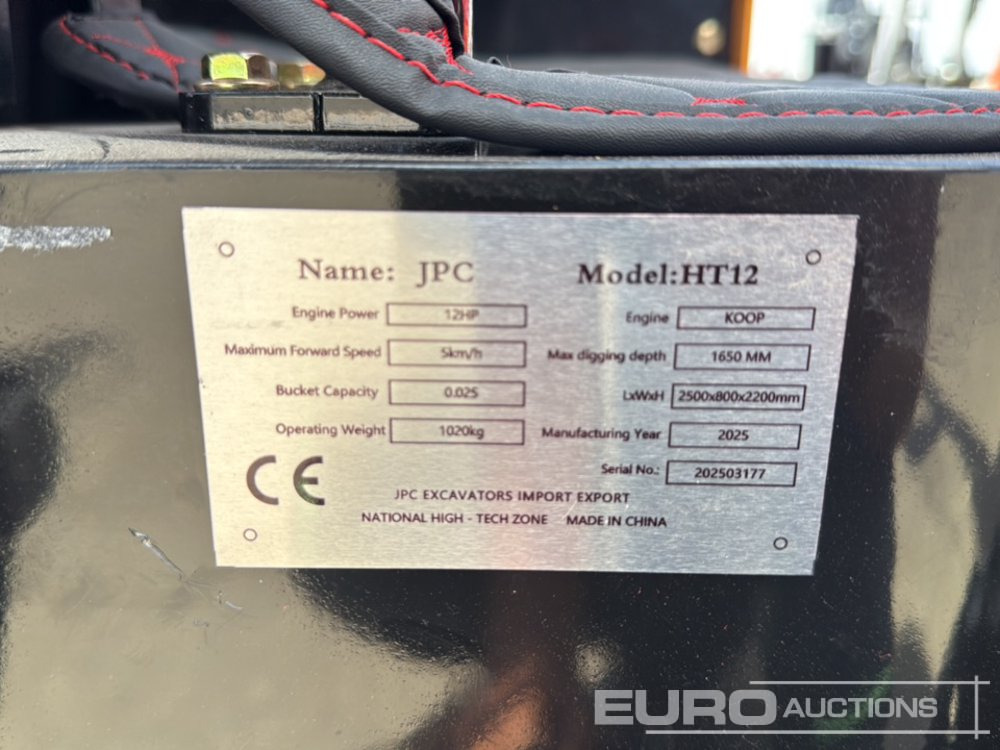 Unused 2025 JPC HT 12 - Mini escavadeira: foto 1 Unused 2025 JPC HT 12 - Mini escavadeira: foto 1