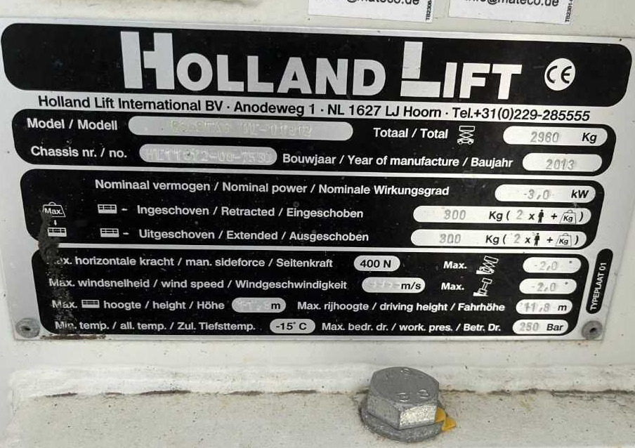Holland-Lift ECOSTAR HL-11812 - Plataforma de Tijera/ Plataforma de tesoura: foto 4 Holland-Lift ECOSTAR HL-11812 - Plataforma de Tijera/ Plataforma de tesoura: foto 4
