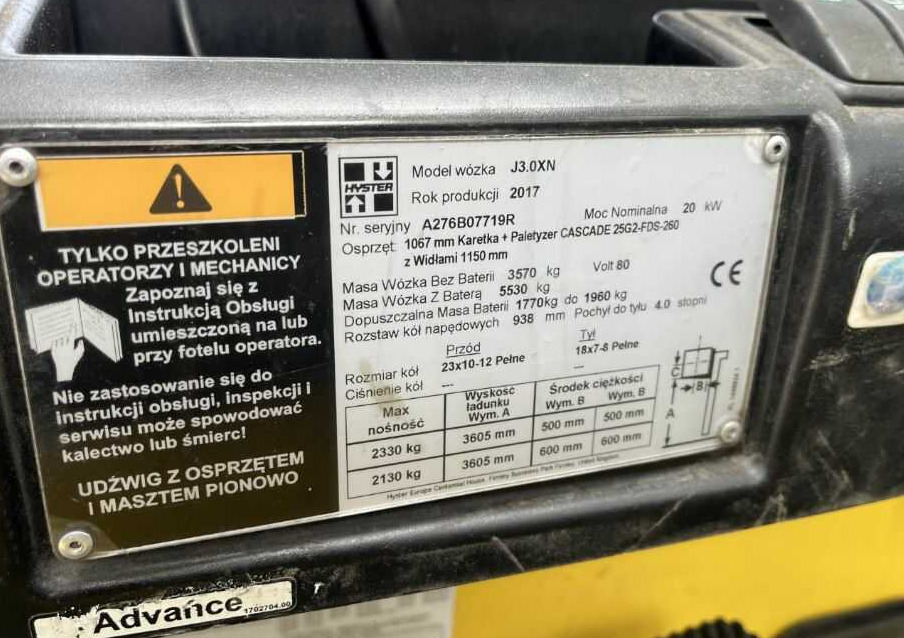 Hyster J3.0XN - Empilhadeira elétrica: foto 4 Hyster J3.0XN - Empilhadeira elétrica: foto 4