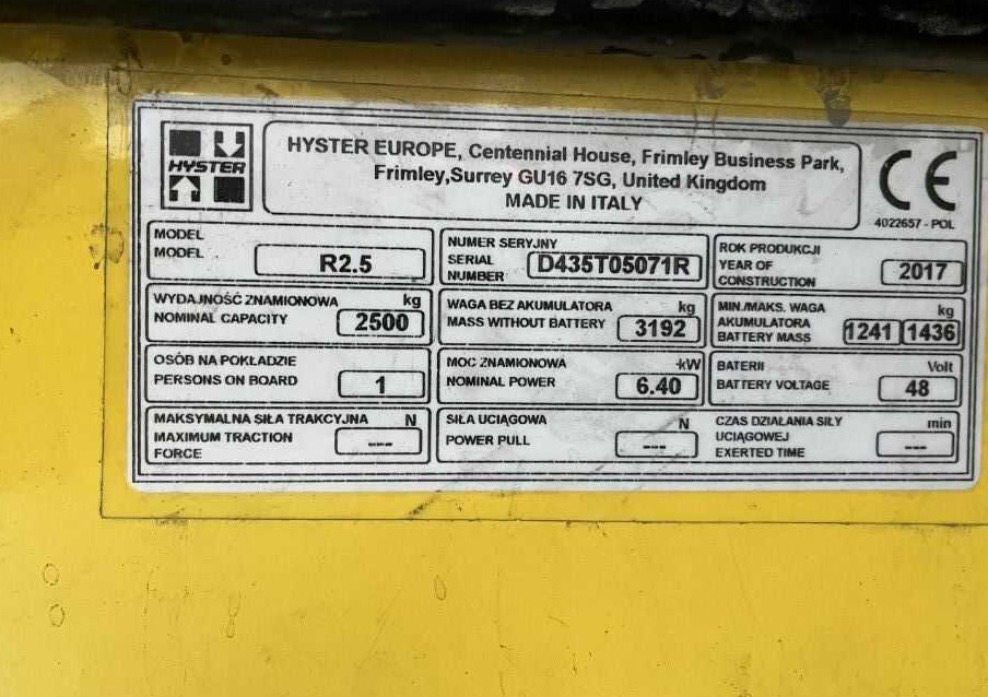 Hyster R2.5 - Empilhador retráctil: foto 4 Hyster R2.5 - Empilhador retráctil: foto 4