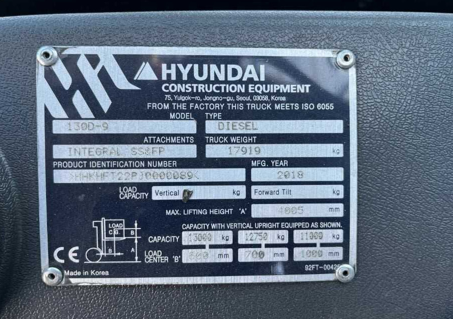 Hyundai 130D-9 - Empilhadeira a diesel: foto 3 Hyundai 130D-9 - Empilhadeira a diesel: foto 3