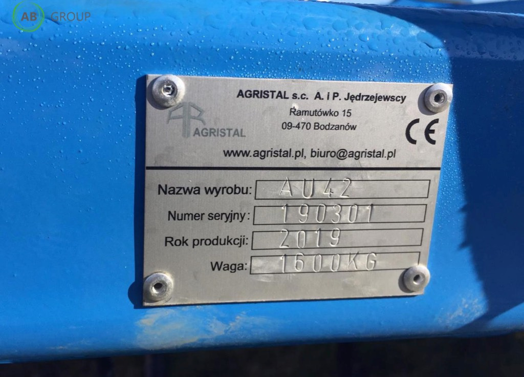 Hydraulically folding seedbed cultivator 4,2 m Agristal AU - Cultivador: foto 2 Hydraulically folding seedbed cultivator 4,2 m Agristal AU - Cultivador: foto 2