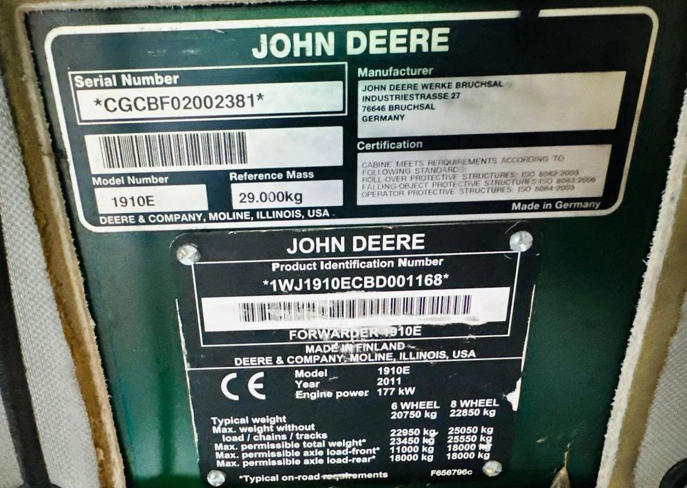 Forwarder John Deere 1910E: foto 19