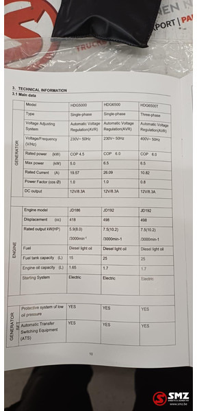 Máquina de construção Hyundai Occ stroomgroep HDG6500T Hyundai 6.5kva: foto 7