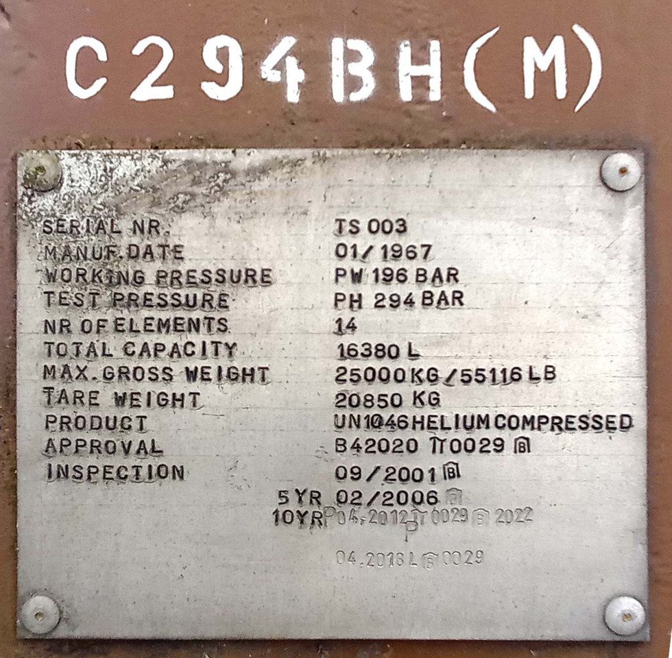 Semirreboque tanque FRUEHAUF Gas, compressed helium, hydrogen, Wasserstoff, 196 bar: foto 7