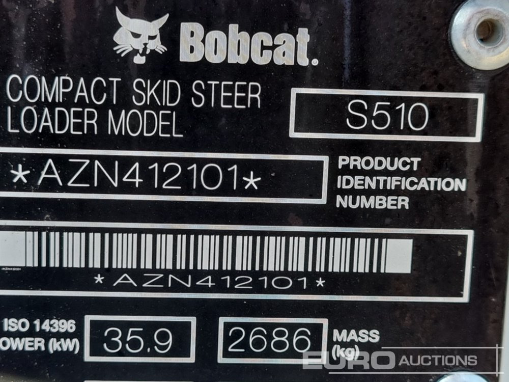Mini pá carregadora 2018 Bobcat S510: foto 32