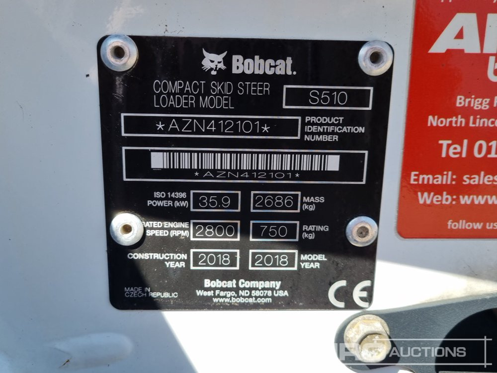 Mini pá carregadora 2018 Bobcat S510: foto 31
