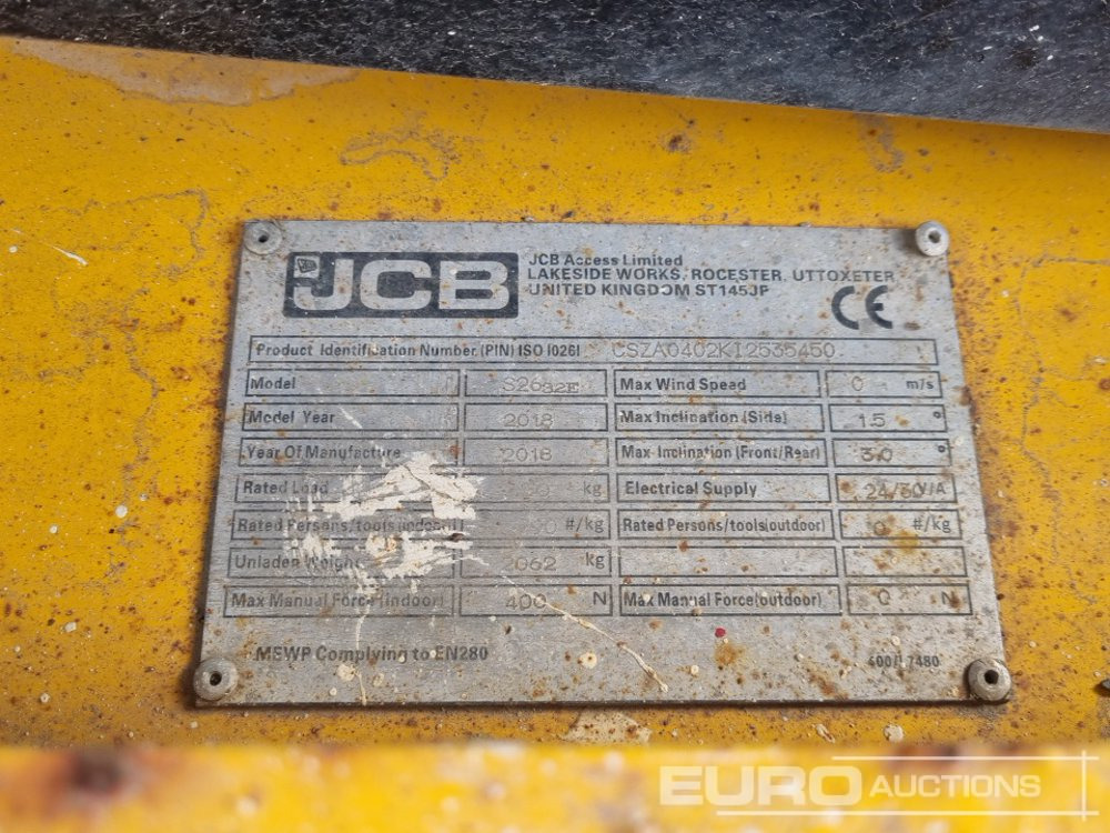 Plataforma aérea 2018 JCB S2632E: foto 36