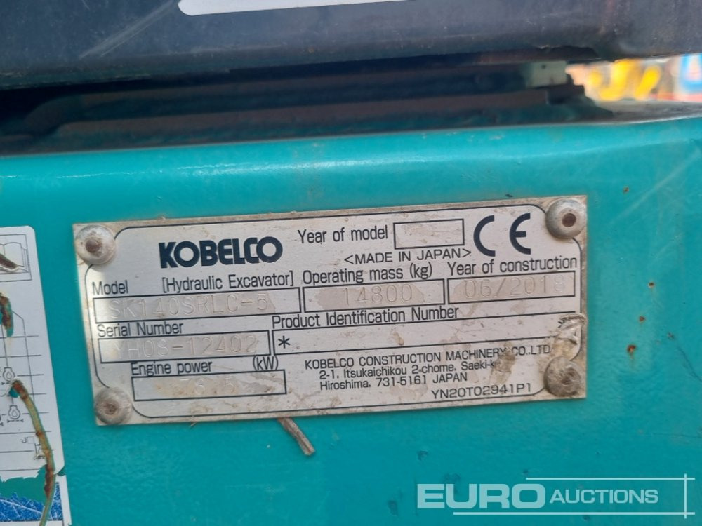 Escavadora de rastos 2018 Kobelco SK140SRLC-5: foto 39