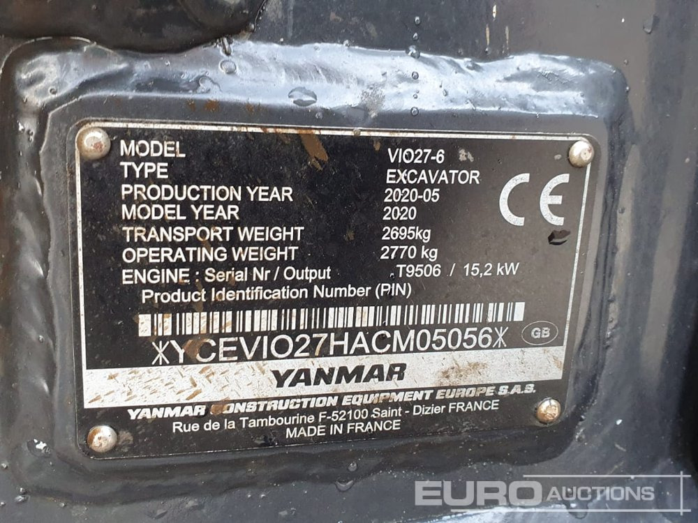 2020 Yanmar VIO27-6 - Mini escavadeira: foto 5 2020 Yanmar VIO27-6 - Mini escavadeira: foto 5