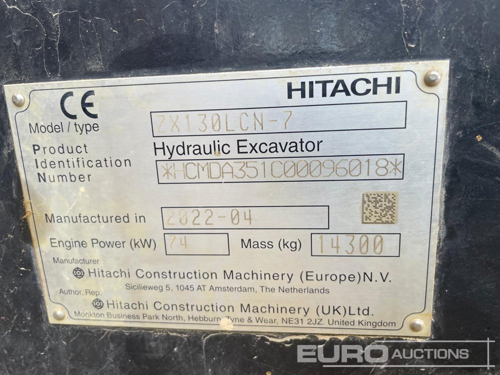 2022 Hitachi ZX130LCN-7 - Escavadora de rastos: foto 5 2022 Hitachi ZX130LCN-7 - Escavadora de rastos: foto 5