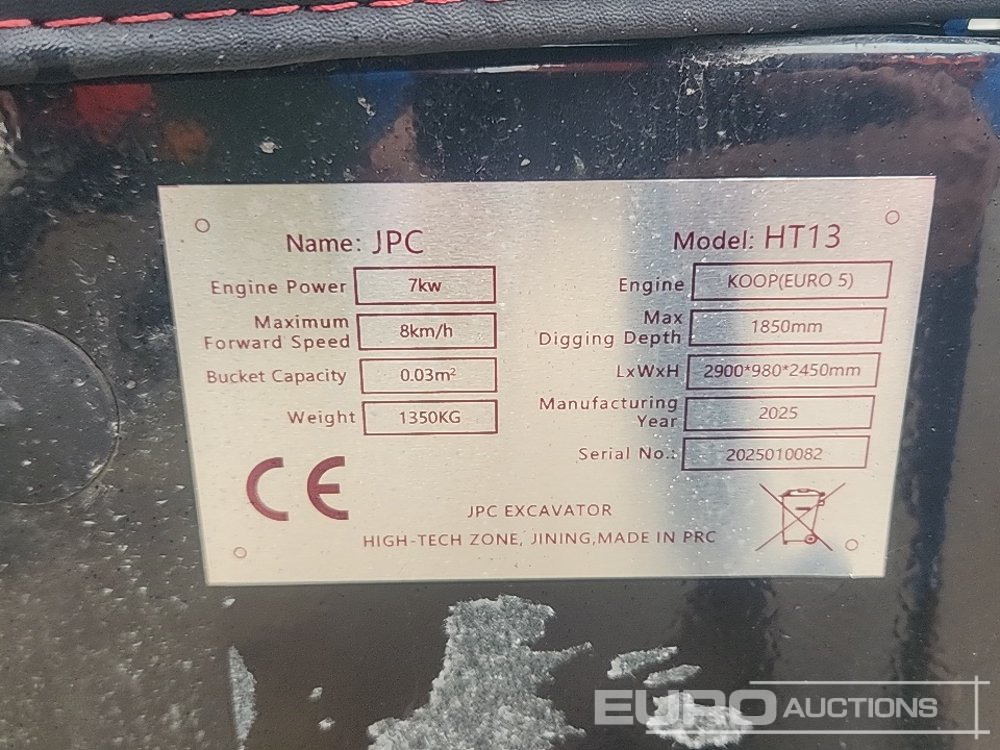 Unused 2025 JPC HT13 - Mini escavadeira: foto 2 Unused 2025 JPC HT13 - Mini escavadeira: foto 2
