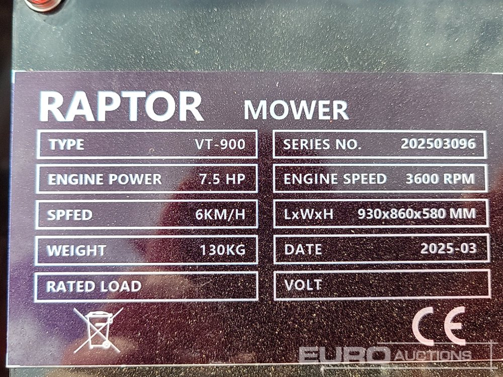Cortador de grama Unused 2025 Raptor VT-900: foto 27