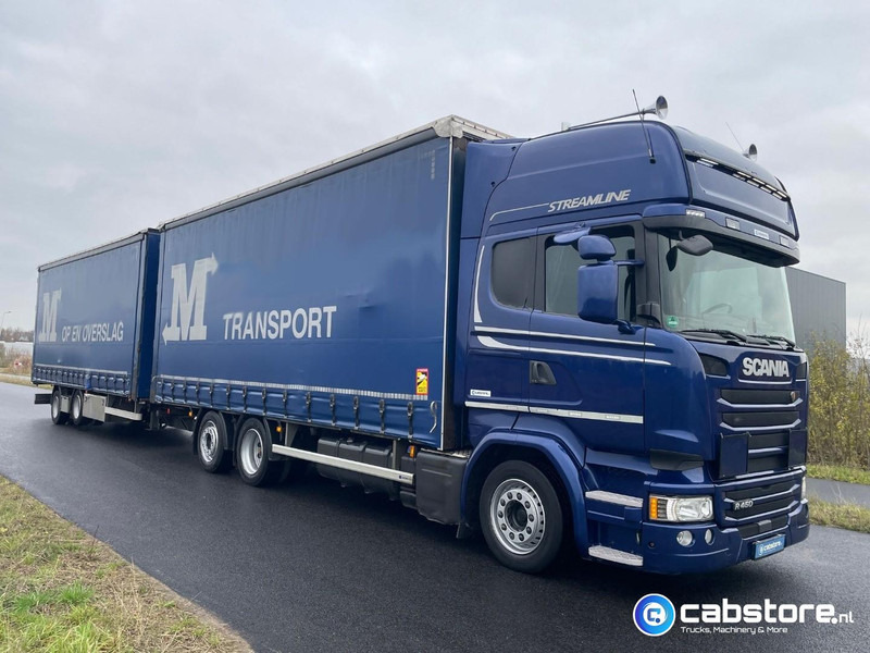 Scania R450 LB6X2MLB Euro 6 - Bouwjaar 2016 - Topline - Doorlaad-volume combi+ Wecon Middenas aanhangwagen - Good condition - Camião de lona: foto 1 Scania R450 LB6X2MLB Euro 6 - Bouwjaar 2016 - Topline - Doorlaad-volume combi+ Wecon Middenas aanhangwagen - Good condition - Camião de lona: foto 1