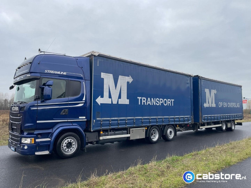 Scania R450 LB6X2MLB Euro 6 - Bouwjaar 2016 - Topline - Doorlaad-volume combi+ Wecon Middenas aanhangwagen - Good condition - Camião de lona: foto 2 Scania R450 LB6X2MLB Euro 6 - Bouwjaar 2016 - Topline - Doorlaad-volume combi+ Wecon Middenas aanhangwagen - Good condition - Camião de lona: foto 2