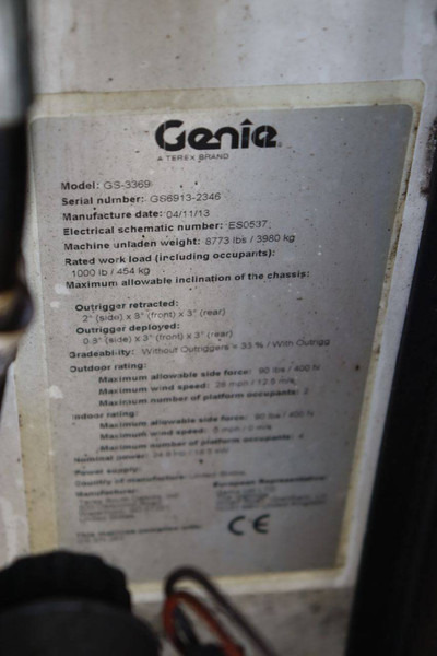 Plataforma de Tijera/ Plataforma de tesoura Genie GS-3369: foto 20