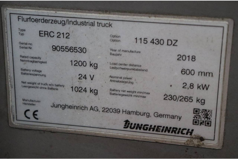 Stacker Jungheinrich ERC 212: foto 14
