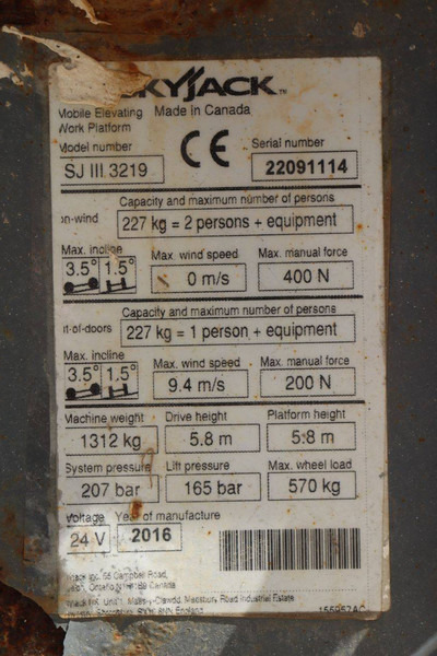 Plataforma de Tijera/ Plataforma de tesoura Skyjack SJIII 3219: foto 15