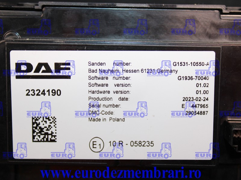 ELEMENT BORD COMANDA CLIMA DAF XF XG 2324190, 2295570 - Painel de instrumentos por Camião: foto 4 ELEMENT BORD COMANDA CLIMA DAF XF XG 2324190, 2295570 - Painel de instrumentos por Camião: foto 4