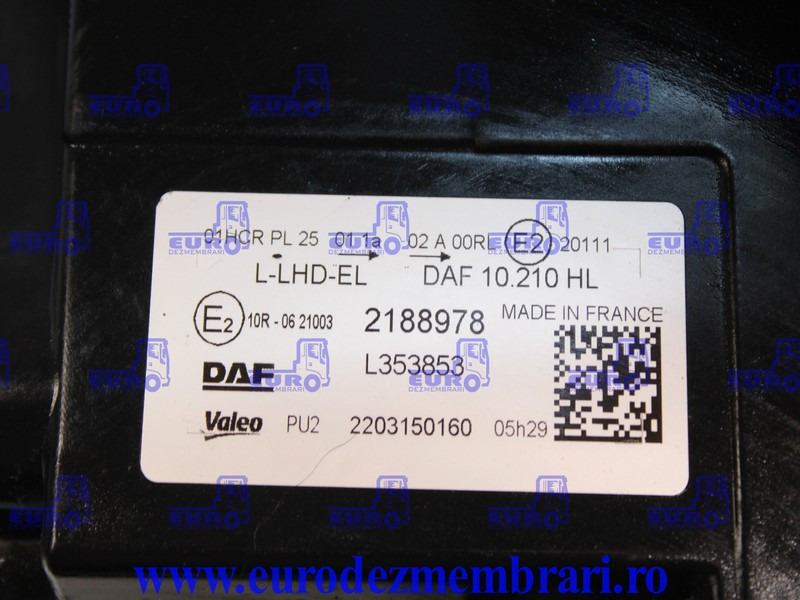 FAR XENON + COLTAR STANGA DAF XF XG 2188978, 2313588 - Farol dianteira por Camião: foto 2 FAR XENON + COLTAR STANGA DAF XF XG 2188978, 2313588 - Farol dianteira por Camião: foto 2