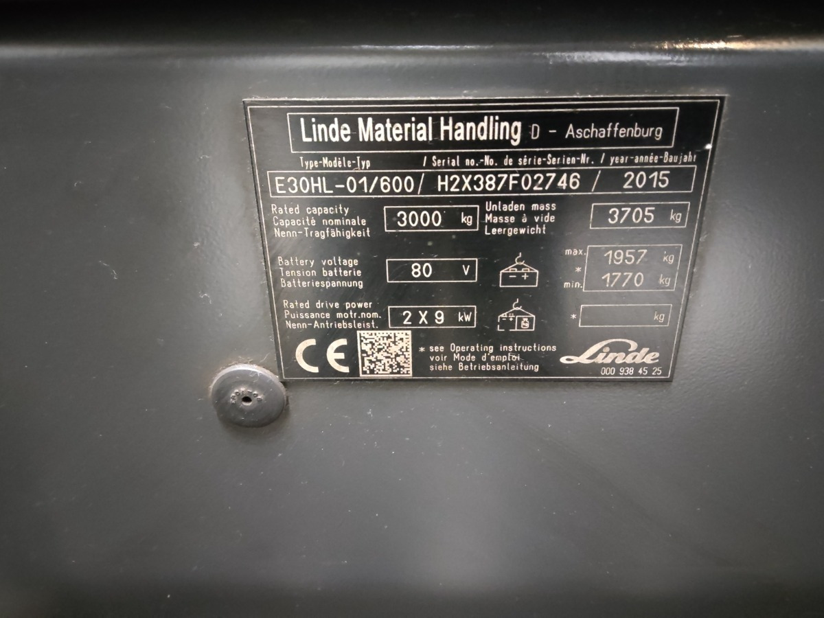 Linde E30HL-01/600 - Empilhadeira elétrica: foto 5 Linde E30HL-01/600 - Empilhadeira elétrica: foto 5