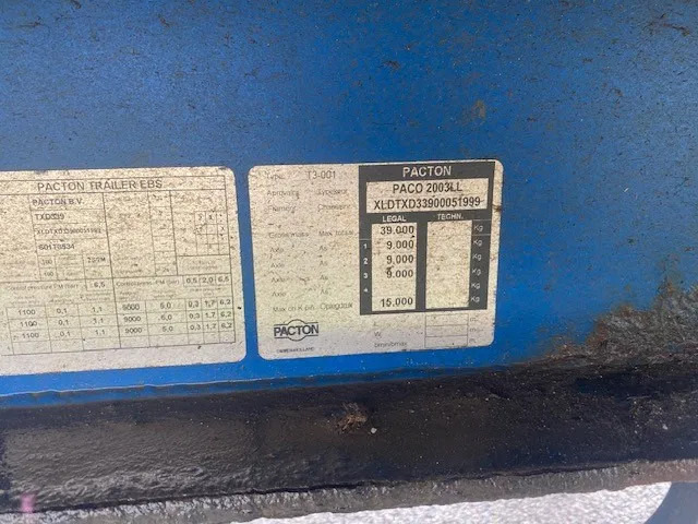 Pacton schuifzeil, 3 asser, SAF , luchtvering, trommelremmen - Semi-reboque de lona: foto 4 Pacton schuifzeil, 3 asser, SAF , luchtvering, trommelremmen - Semi-reboque de lona: foto 4